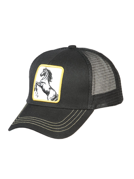 Gorra Bordada Caballo de Poliester 'El General' - ID: 44374 Gorras El General Black/Yellow