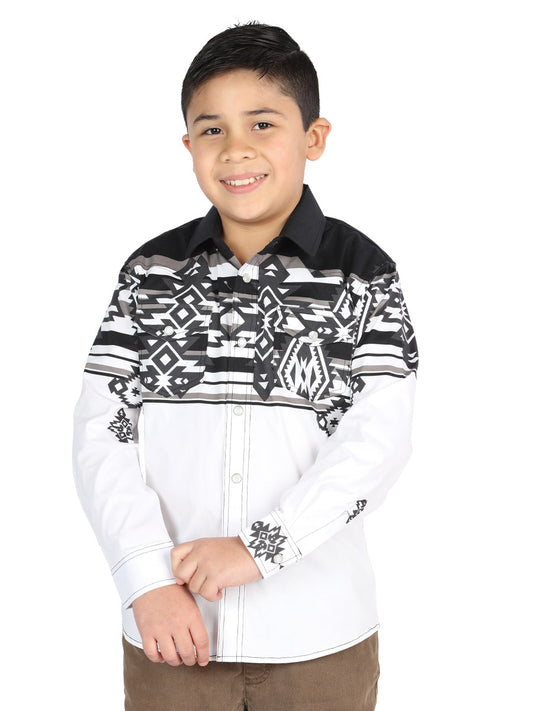 Camisa Vaquera Manga Larga Estampada Negro para Niños 'El Señor de los Cielos' - ID: 44505 Camisas Estampadas El Señor de los Cielos Black