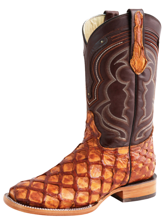 Original Monster Fish Exotic Rodeo Cowboy Boots for Men '100 Years' - ID: 44606 Cowboy Boots 100 Years Honey