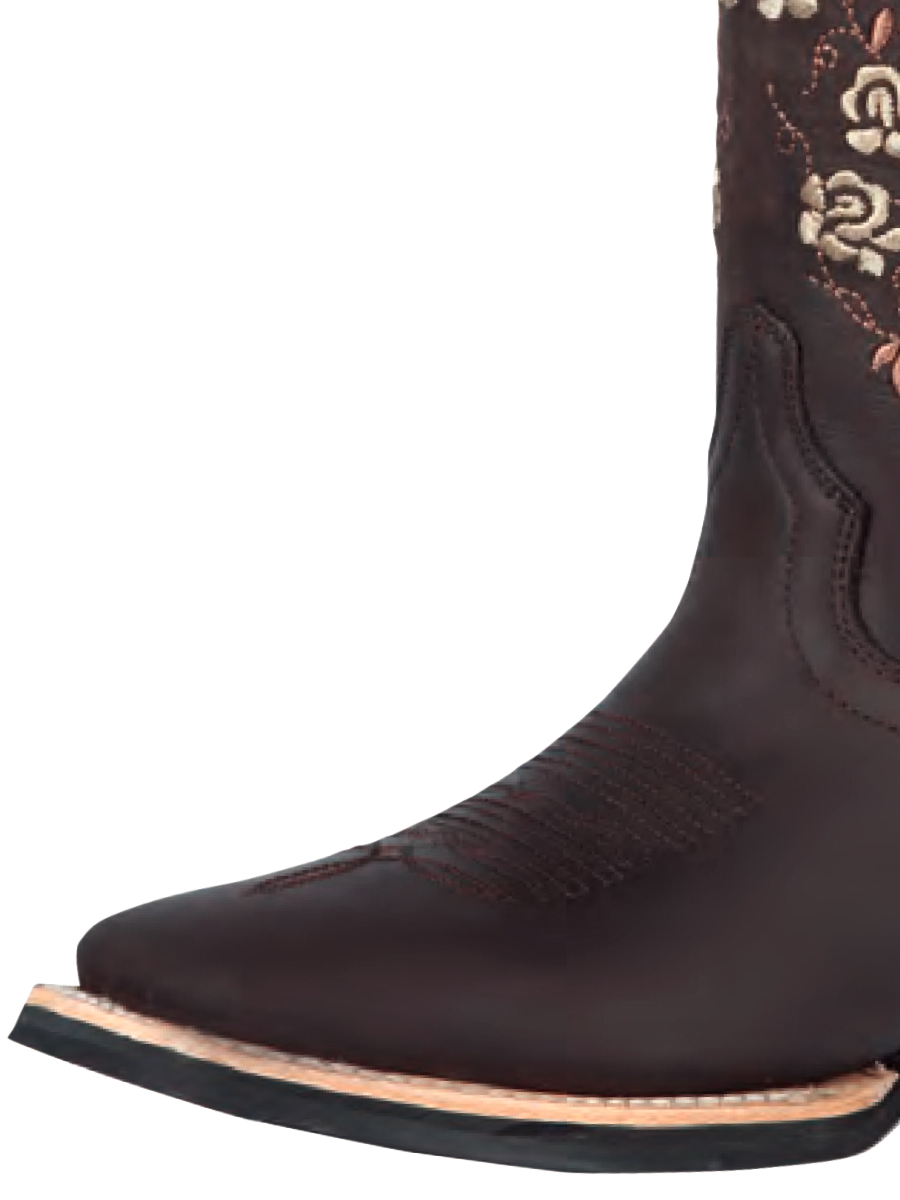Rodeo Cowboy Boots with Embroidered Genuine Leather Flower Tube for Women 'El General' - ID: 44635