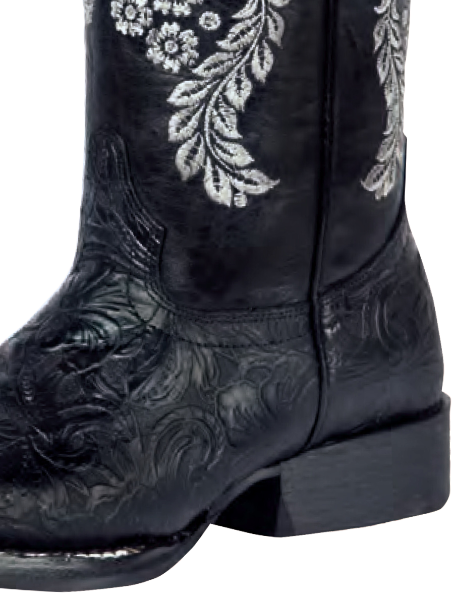 Botas Vaqueras Rodeo con Grabado Floral de Piel Genuina para Mujer 'El General' - ID: 44636 Cowgirl Boots El General 