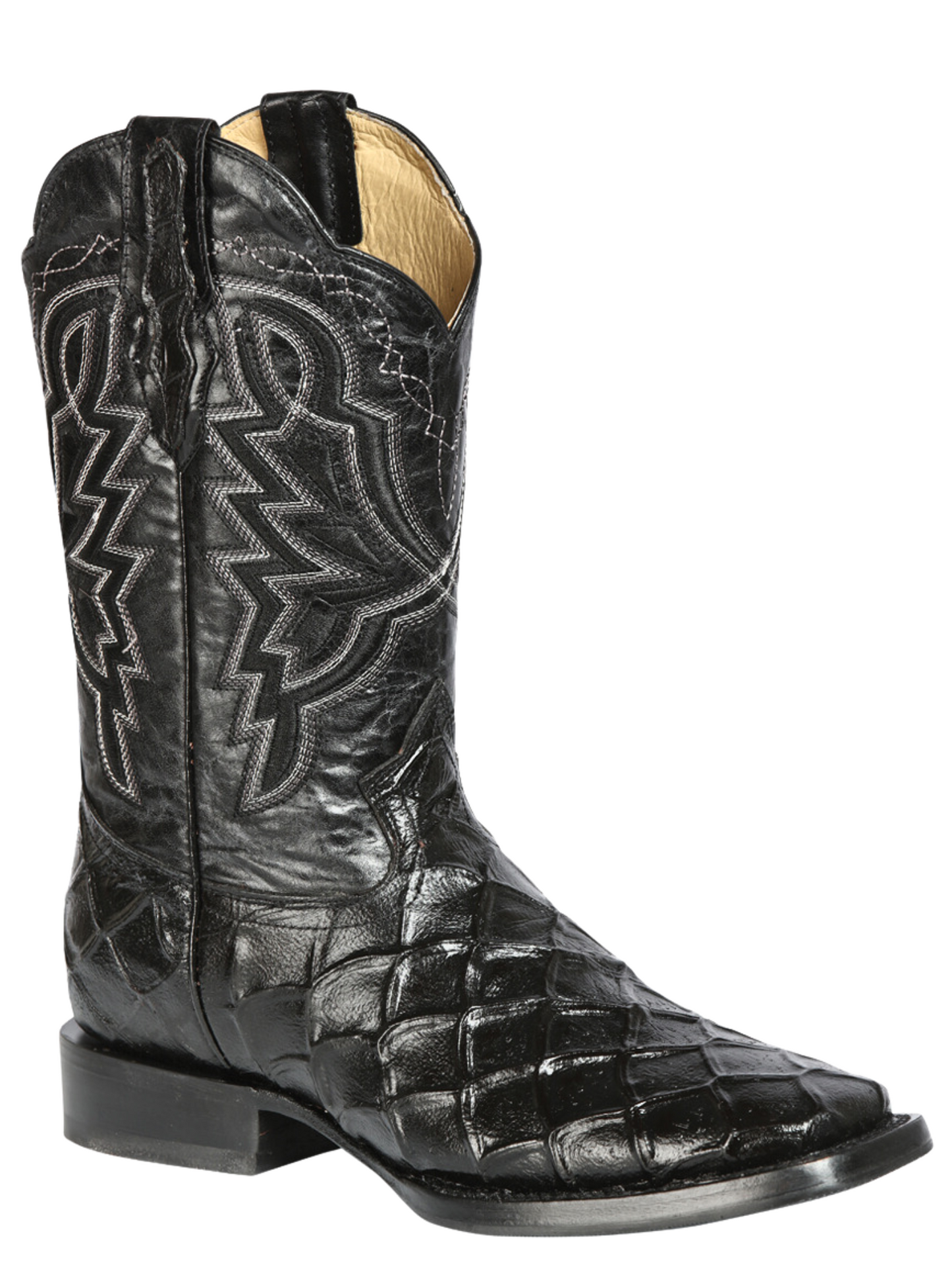 Rodeo Cowboy Boots Imitation of Monster Fish Engraved in Cowhide Leather for Men 'El General' - ID: 44663 Cowboy Boots El General
