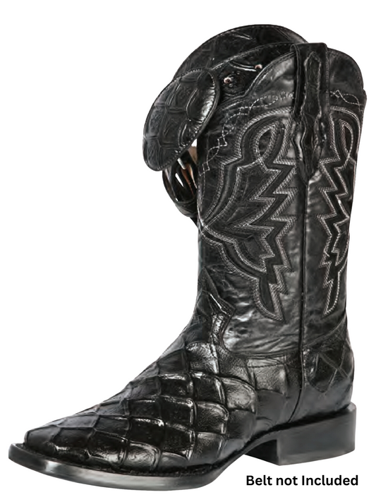 Cowboy Boots Rodeo Imitation of Monster Fish Engraving in Cowhide for Men 'El General' - ID: 44663