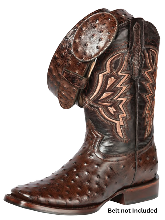 Cowboy Boots Rodeo Imitation Ostrich Engraving in Cow Leather for Men 'El General' - ID: 44665