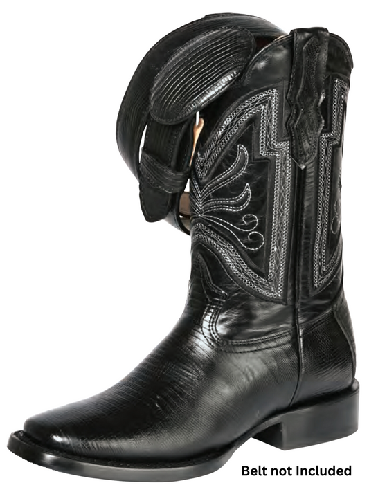 Rodeo Cowboy Boots Imitation of Lizard Engraved in Cowhide Leather for Men 'El General' - ID: 44666