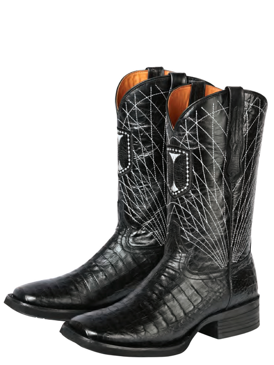 Rodeo Cowboy Boots Imitation of Caiman Belly Engraved in Cowhide Leather for Men 'El General' - ID: 44671
