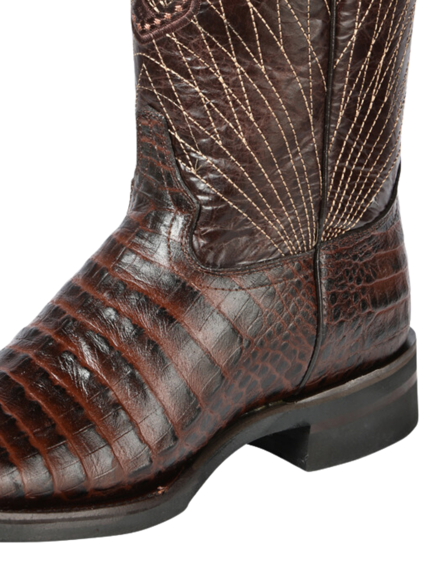 Rodeo Cowboy Boots Imitation of Caiman Belly Engraved in Cowhide Leather for Men 'El General' - ID: 44672 Cowboy Boots El General