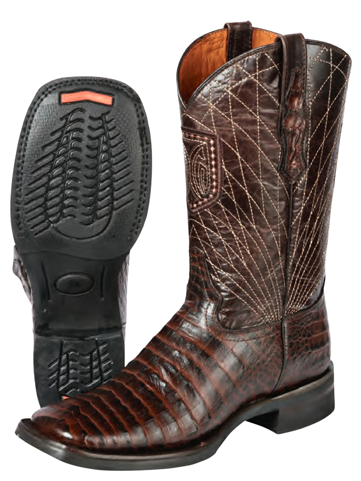 Rodeo Cowboy Boots Imitation of Caiman Belly Engraved in Cowhide Leather for Men 'El General' - ID: 44672 Cowboy Boots El General