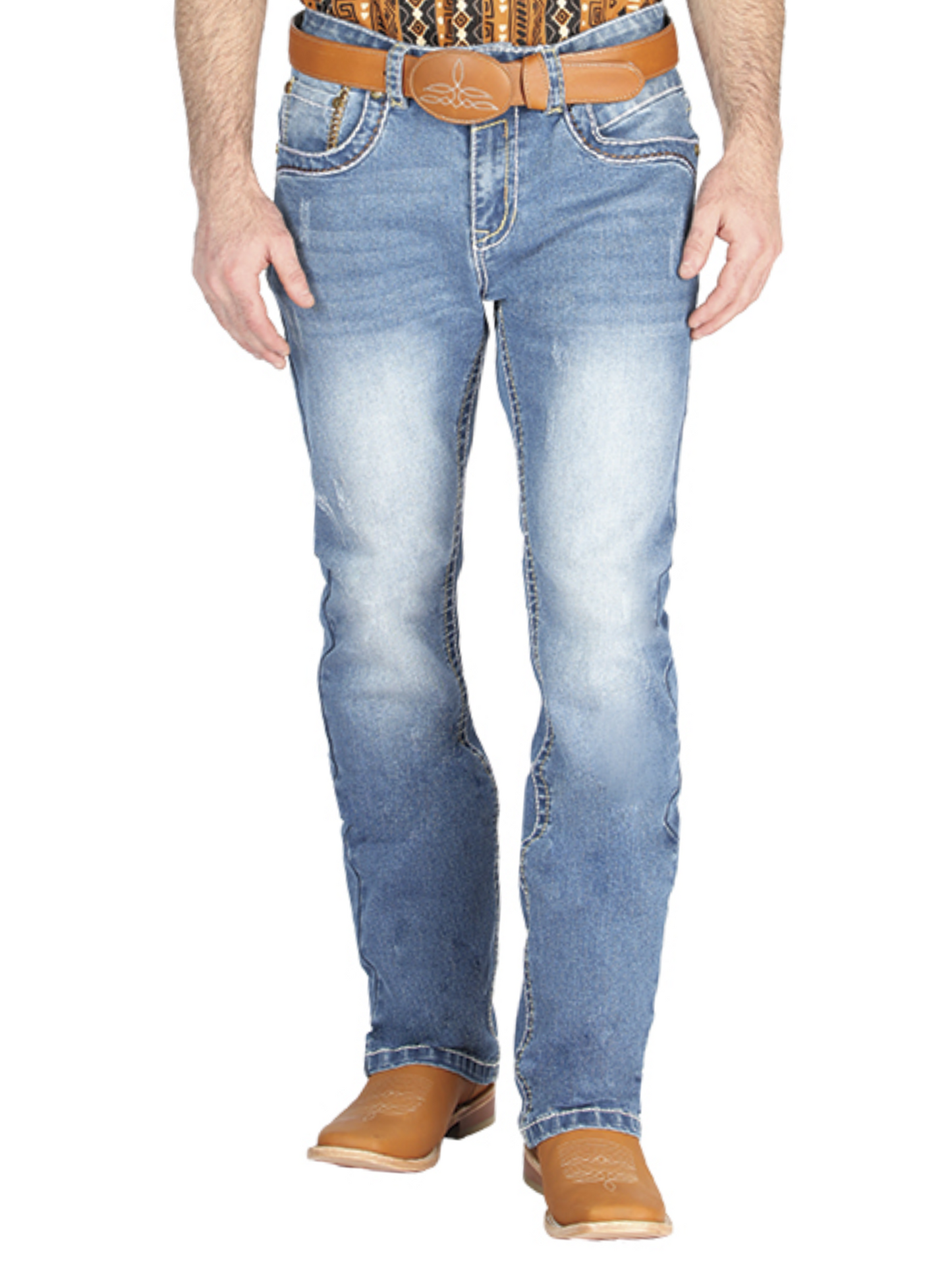 Pantalon Vaquero de Mezclilla Boot Cut Azul Claro para Hombre 'Centenario' - ID: 44836 Denim Jeans Centenario 