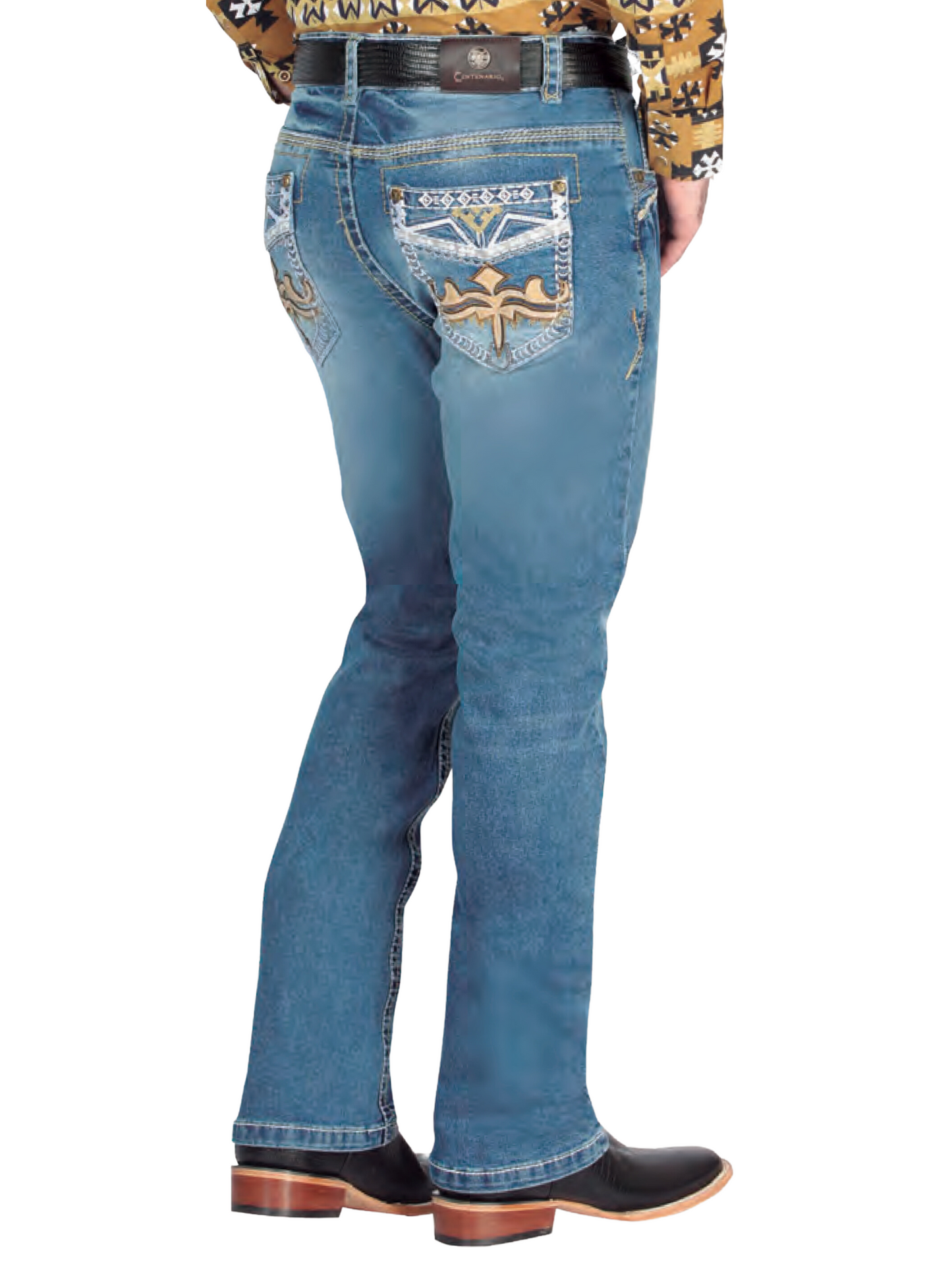 Pantalon Vaquero de Mezclilla Boot Cut Azul Claro para Hombre 'Centenario' - ID: 44839 Denim Jeans Centenario 