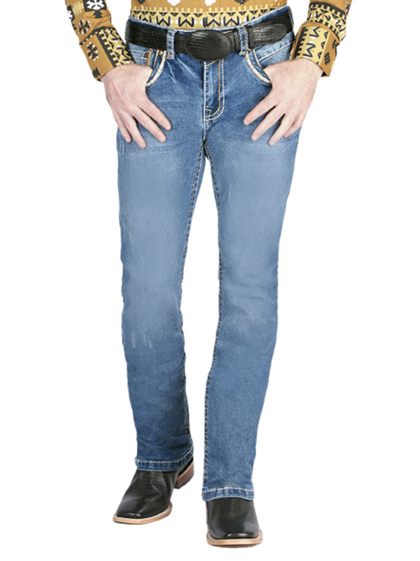 Pantalon Vaquero de Mezclilla Boot Cut Azul Claro para Hombre 'Centenario' - ID: 44839 Denim Jeans Centenario 