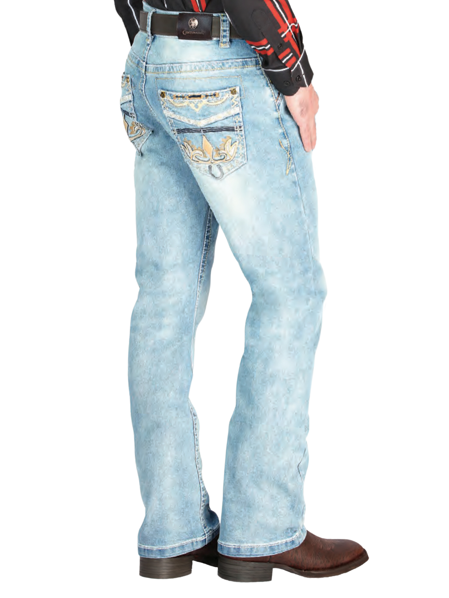 Pantalon Vaquero de Mezclilla Boot Cut Azul Claro para Hombre 'Centenario' - ID: 44842 Denim Jeans Centenario 