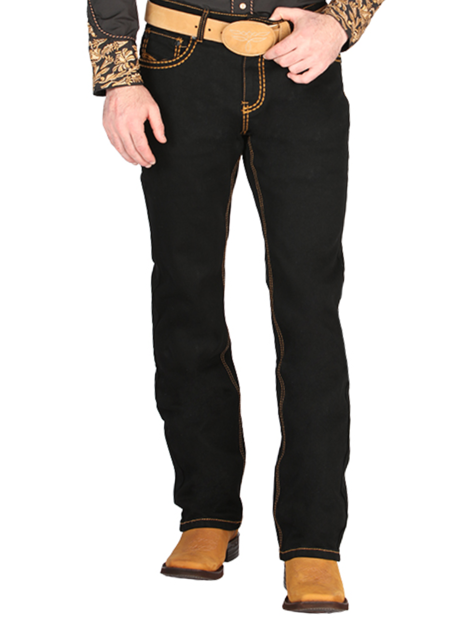Pantalon Vaquero de Mezclilla Boot Cut Negro para Hombre 'Centenario' - ID: 44843 Denim Jeans Centenario 