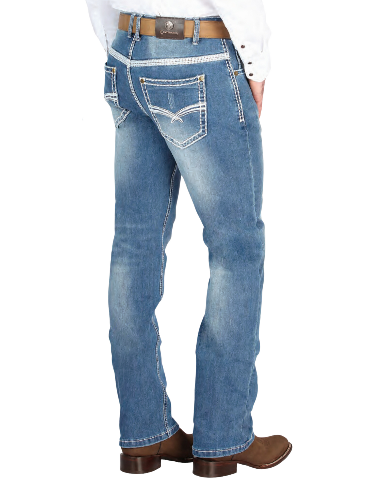 Pantalon Vaquero de Mezclilla Boot Cut Azul Claro para Hombre 'Centenario' - ID: 44846 Denim Jeans Centenario 