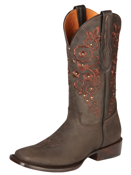 Botas Vaqueras Rodeo Clasicas de Piel Genuina para Mujer 'El General' - ID: 44847 Botas Rodeo Piel Genuina El General Brown