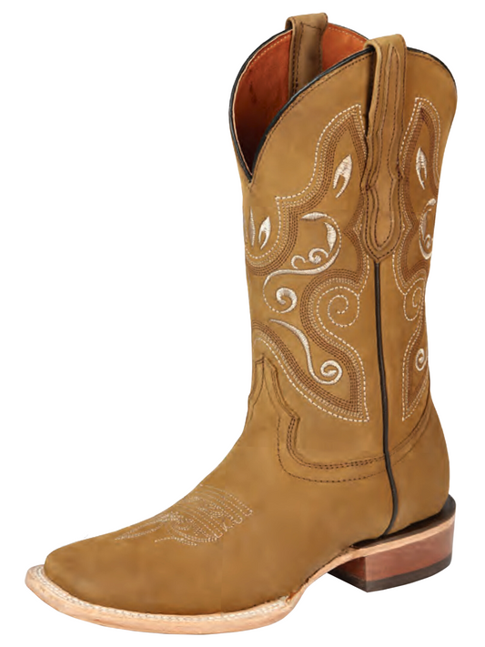 Classic Nubuck Leather Rodeo Cowboy Boots for Women 'El General' - ID: 44848