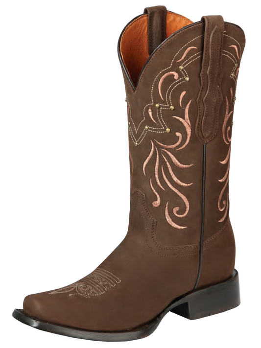 Classic Nubuck Leather Rodeo Cowboy Boots for Women 'El General' - ID: 44849