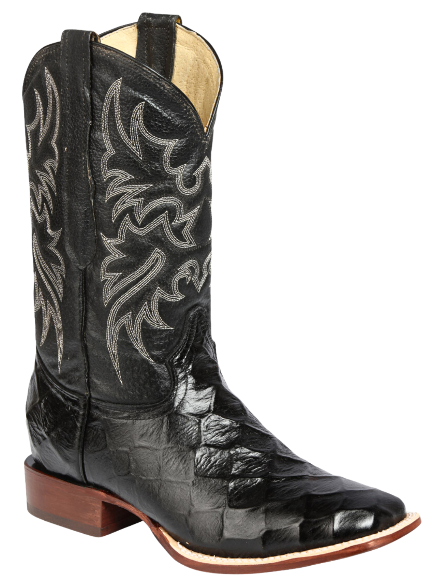 Botas Vaqueras Rodeo Imitacion de Monster Fish Grabado en Piel Vacuno para Hombre 'El Señor de los Cielos' - ID: 44932 Botas Caiman Print El Señor de los Cielos 