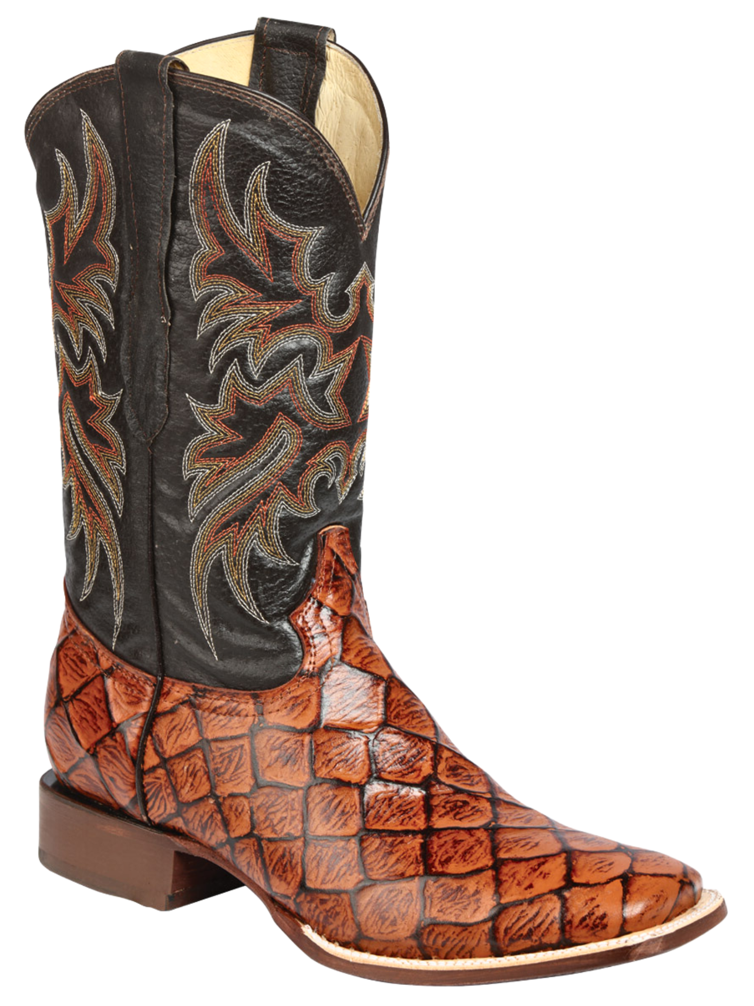 Botas Vaqueras Rodeo Imitacion de Monster Fish Grabado en Piel Vacuno para Hombre 'El Señor de los Cielos' - ID: 44933 Botas Caiman Print El Señor de los Cielos 