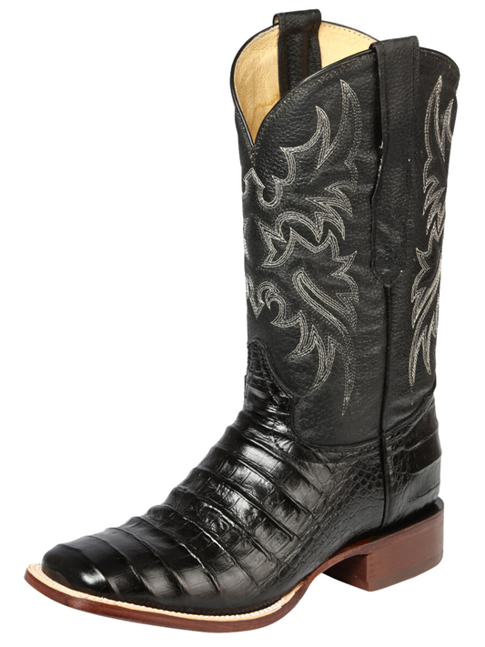 Botas Vaqueras Rodeo Imitacion de Caiman Belly Grabado en Piel Vacuno para Hombre 'El Señor de los Cielos' - ID: 44938 Botas Caiman Print El Señor de los Cielos Black