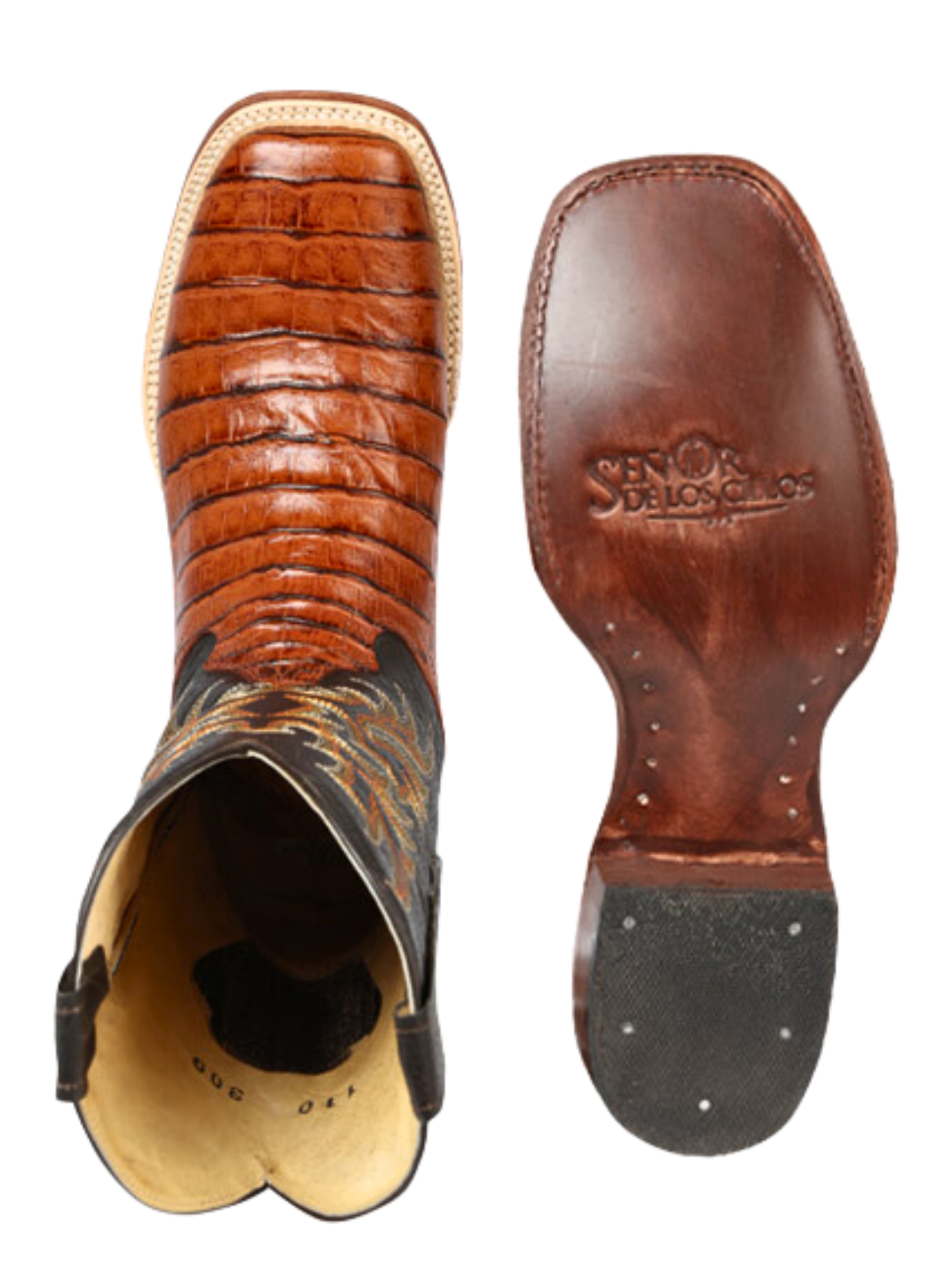 Botas Vaqueras Rodeo Imitacion de Caiman Belly Grabado en Piel Vacuno para Hombre 'El Señor de los Cielos' - ID: 44939 Botas Caiman Print El Señor de los Cielos 