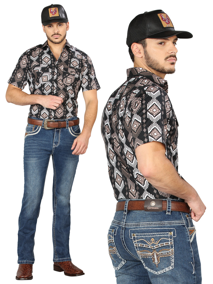 Pantalon Vaquero de Mezclilla Premium Boot Cut, Bordado Stretch Azul Oscuro para Hombre 'Centenario' - ID: 44970 Pantalones de Vaquero Centenario Dark Blue