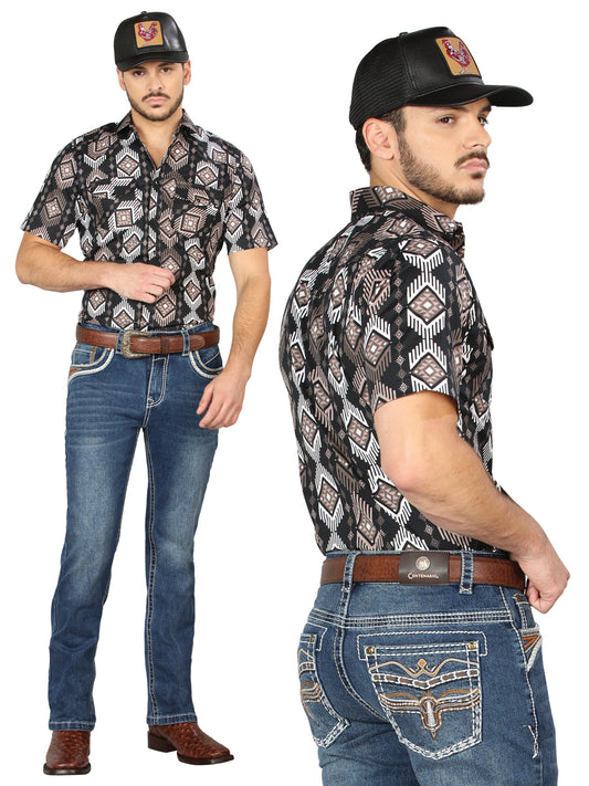 Pantalon Vaquero de Mezclilla Premium Boot Cut, Bordado Stretch Azul Oscuro para Hombre 'Centenario' - ID: 44970 Pantalones de Vaquero Centenario Dark Blue