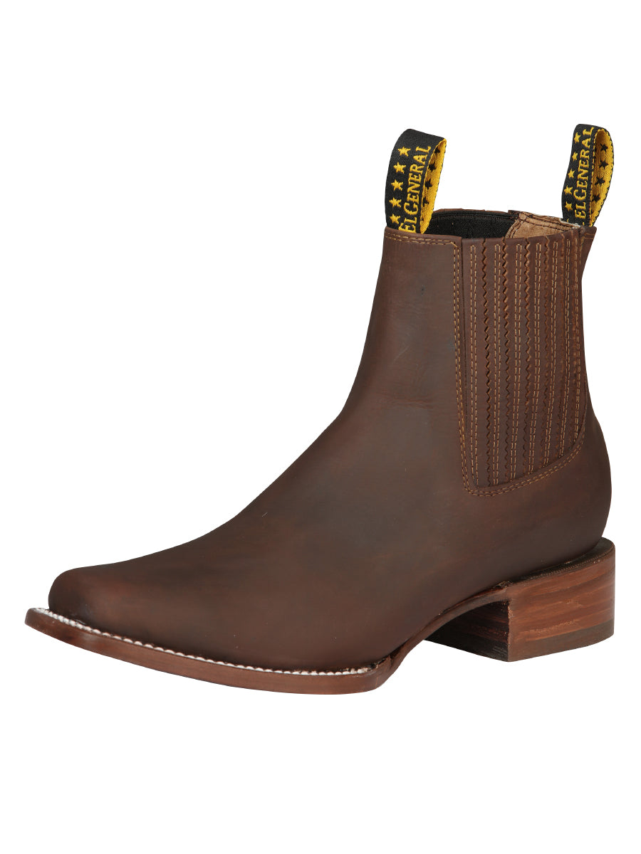 Botines Vaqueros Rodeo Clasicos de Piel Genuina para Hombre 'El General' - ID: 45004 Botines Vaqueros Rodeo El General Miel
