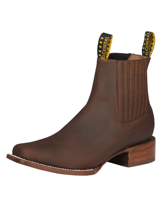 Botines Vaqueros Rodeo Clasicos de Piel Genuina para Hombre 'El General' - ID: 45004 Botines Vaqueros Rodeo El General Miel