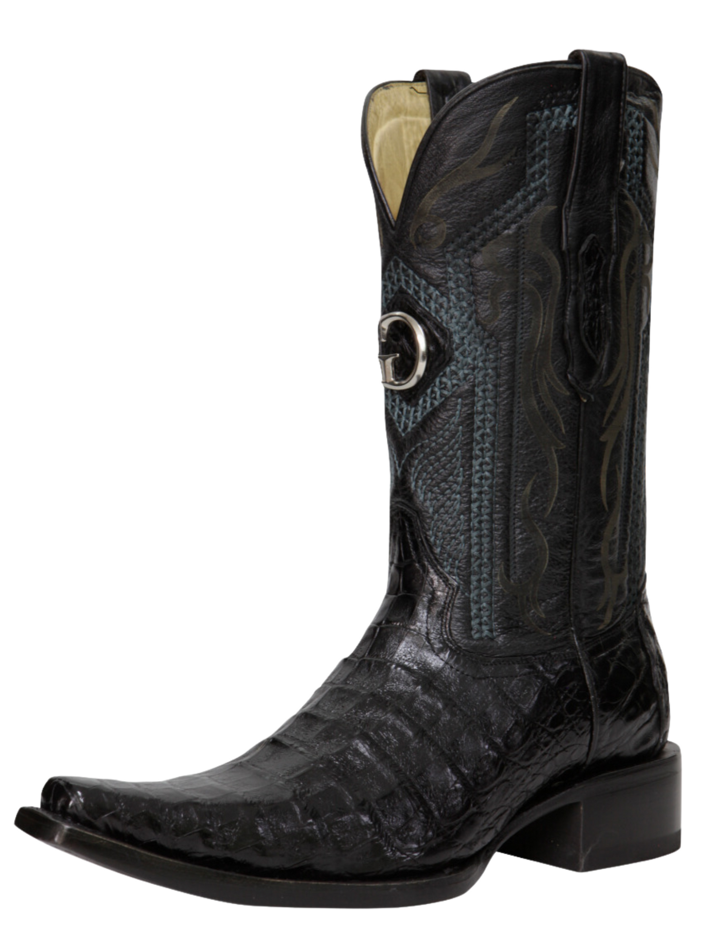 Botas Vaqueras Exoticas de Caiman Belly Original para Hombre 'El General' - ID: 45078 Botas Caiman Original El General Negro