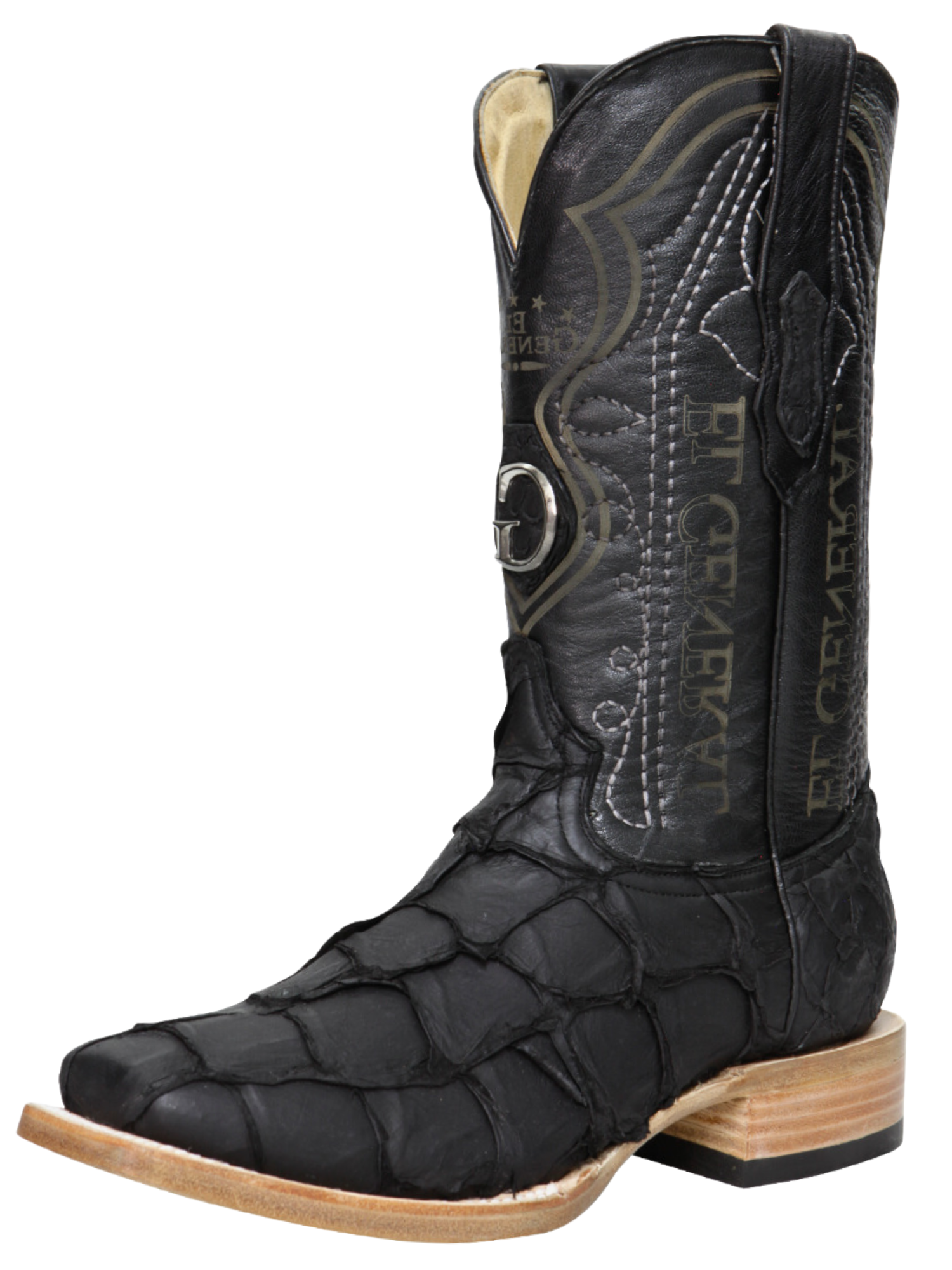 Botas Vaqueras Exoticas de Monster Fish Original para Hombre 'El General' - ID: 45083 Botas Monster Fish Original El General Negro