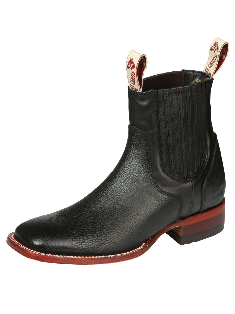 Botines Vaqueros Rodeo Clasicos de Piel Genuina para Hombre 'El Canelo' - ID: 45211 Botines Vaqueros Rodeo El Canelo Negro