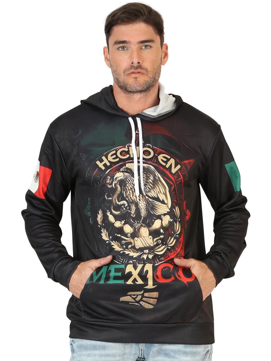 Camisa Manga Larga, Bandera Mexico Negro para Hombre 'El General' - ID: 45220 Playeras El General Black