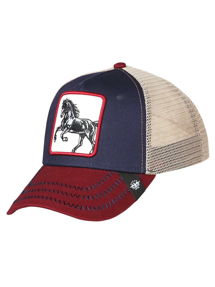 Gorra Bordada Caballo de Poliester 'El General' - ID: 45251 Gorras El General Red/Blue