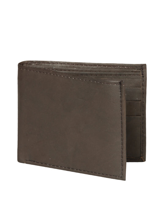 Billetera Delgada Bifold de Piel Genuina de Borrego 'El General' - ID: 45263 Billeteras El General Dark Brown