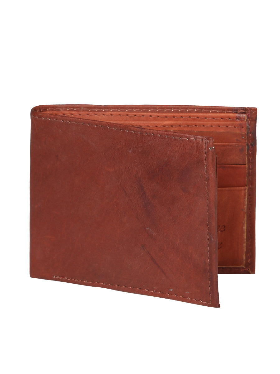 Billetera Delgada Bifold de Piel Genuina de Borrego 'El General' - ID: 45264 Billeteras El General Cafe