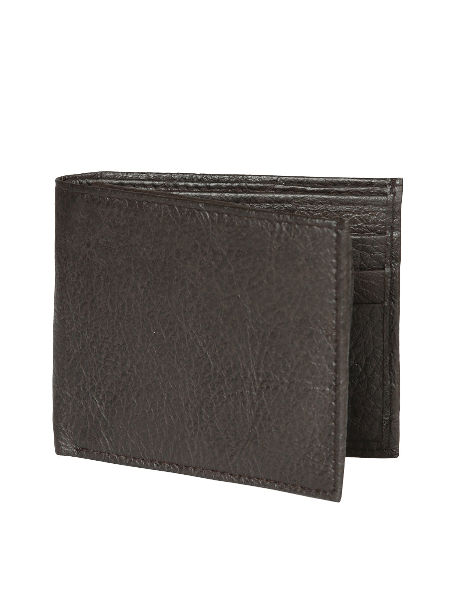 Billetera Delgada Bifold de Piel Genuina de Borrego 'El General' - ID: 45265 Billeteras El General Dark Brown