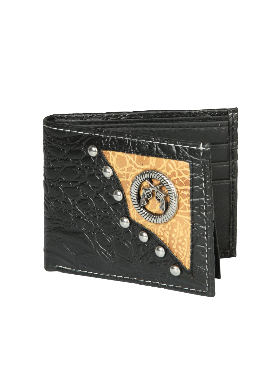 Billetera Delgada Bifold Coco Print de Piel Genuina 'El General' - ID: 45268 Billeteras El General Black