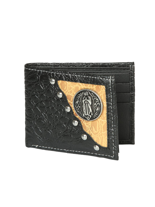 Billetera Delgada Bifold Coco Print de Piel Genuina 'El General' - ID: 45272 Billeteras El General Black