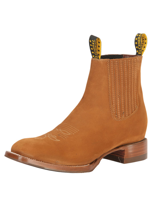 Botines Vaqueros Rodeo Clasicos de Piel Nobuck para Hombre 'El General' - ID: 45337 Botines Vaqueros Rodeo El General Oro Viejo