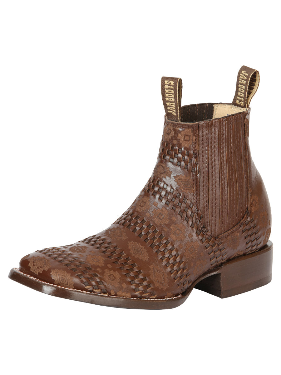 Botines de Vestir Tejido/Laser de Piel Genuina para Hombre 'Jar Boot's' - ID: 45473 Botines de Vestir Piel Genuina Jar Boot's Cafe