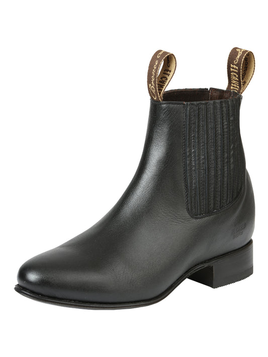 Botines Charros Clasicos de Piel Genuina para Hombre 'El Canelo' - ID: 45758 Botines Charros Piel Genuina El Canelo Negro