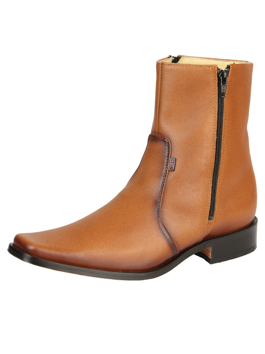 Botines de Vestir Clasicos con Doble Cierre de Piel Genuina para Hombre 'El Besserro' - ID: 45829 Botines de Vestir Piel Genuina El Besserro Brandy