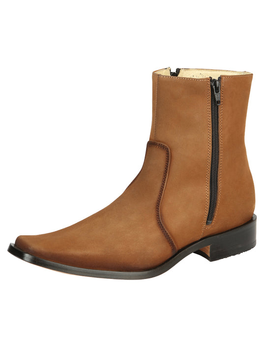 Botines de Vestir Clasicos con Doble Cierre de Piel Nobuck para Hombre 'El Besserro' - ID: 45830 Botines de Vestir Piel Genuina El Besserro Canela