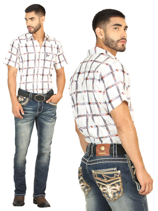 Pantalon Vaquero de Mezclilla Premium Boot Cut, Bordado Stretch Azul Oscuro para Hombre 'Centenario' - ID: 45846 Pantalones de Vaquero Centenario Tinted Blue