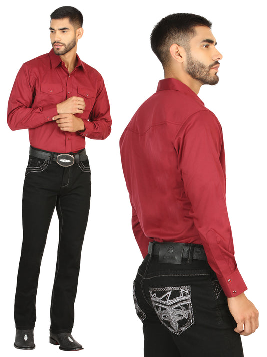 Pantalon Vaquero de Mezclilla Boot Cut, Bordado Stretch Negro para Hombre 'El General' - ID: 45847 Pantalones de Vaquero El General Black