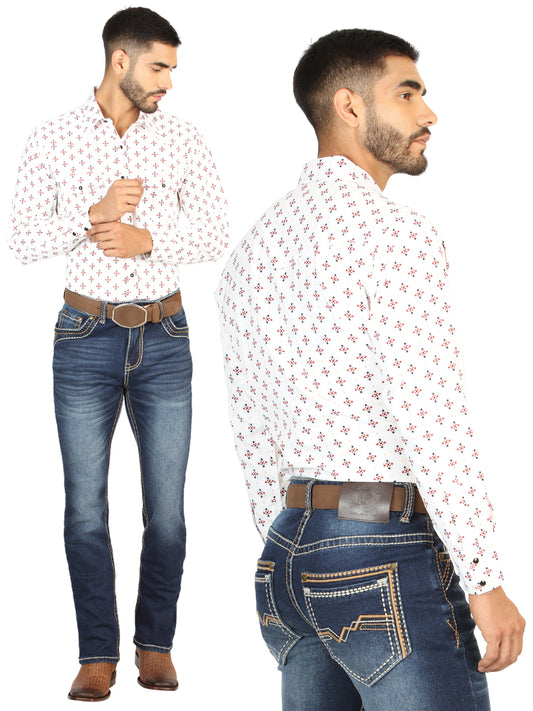 Pantalon Vaquero de Mezclilla Boot Cut, Bordado Stretch Azul Oscuro para Hombre 'El General' - ID: 45851 Pantalones de Vaquero El General Dark Blue