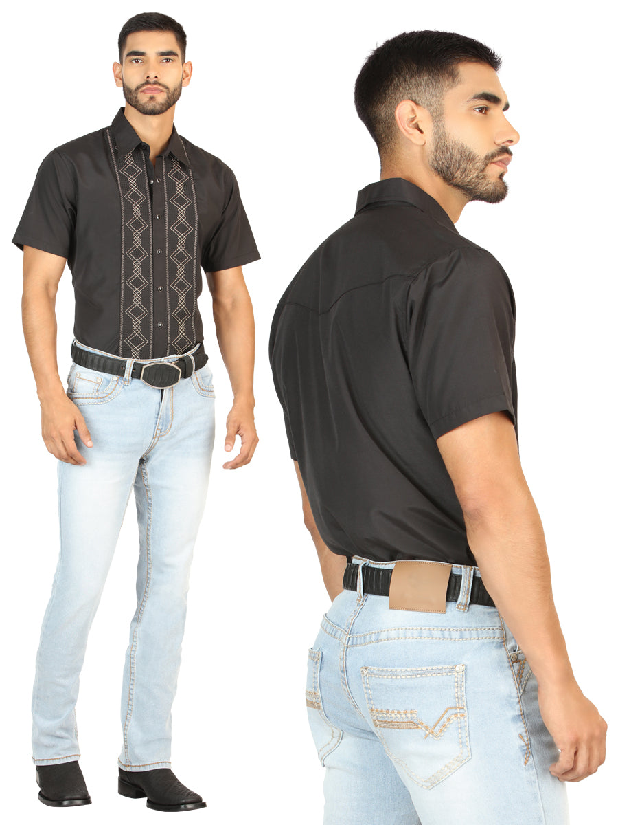 Pantalon Vaquero de Mezclilla Boot Cut, Bordado Stretch Azul Claro para Hombre 'El General' - ID: 45853 Pantalones de Vaquero El General Light Blue