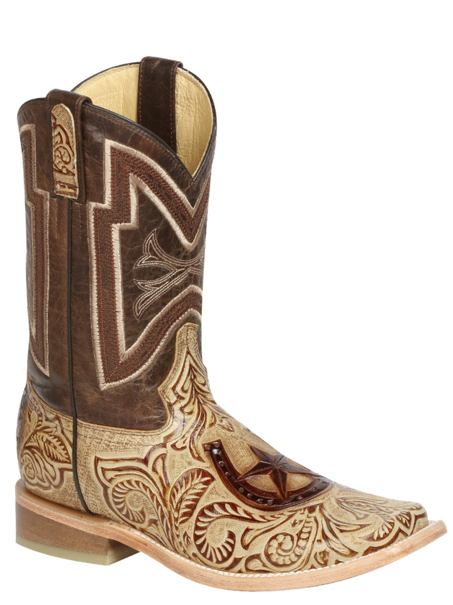 Men's Genuine Leather Chiseled Rodeo Cowboy Boots 'El General' - ID: 51073