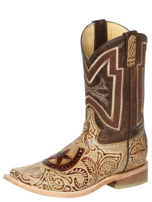 Men's Genuine Leather Chiseled Rodeo Cowboy Boots 'El General' - ID: 51073